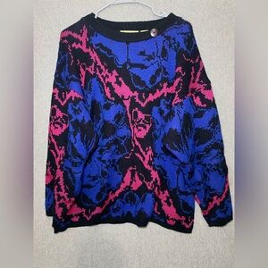 Vtg Colter Bay International Pullover Granny Sweater Women’s 42 Abstract Floral